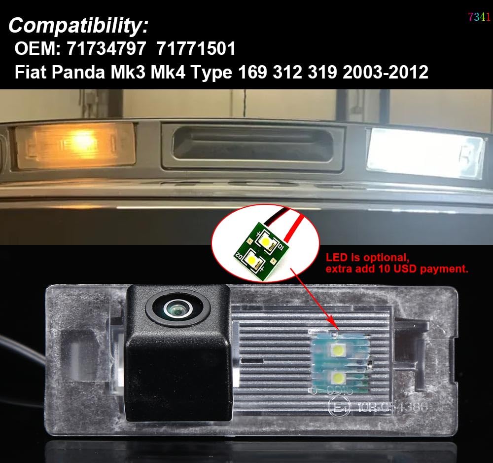 Telecamera di parcheggio impermeabile visione notturna HD telecamera di ricambio per Fiat Panda Mk3 Mk4 Type 169 312 319 2003-2012/OEM: 71734797 71771501