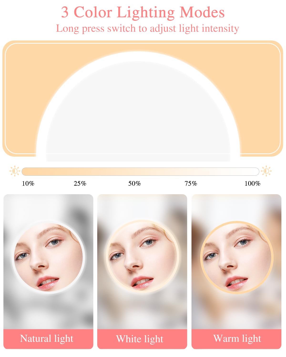 LEAZZLE Specchio Ingranditore 30X Specchio Trucco,Specchio Trucco con Luci,Ricaricabile 3 Modalità Illuminazione,Specchio Ventosa 360° Girevole Portabile Luce avec sac de rangement,Girevole 360 gradi