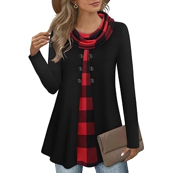 Damen Elegant Langarm 2 in 1 Pullover Tunika Herbst Winter Sweatshirt Sweater Mode Patchwork Pulli