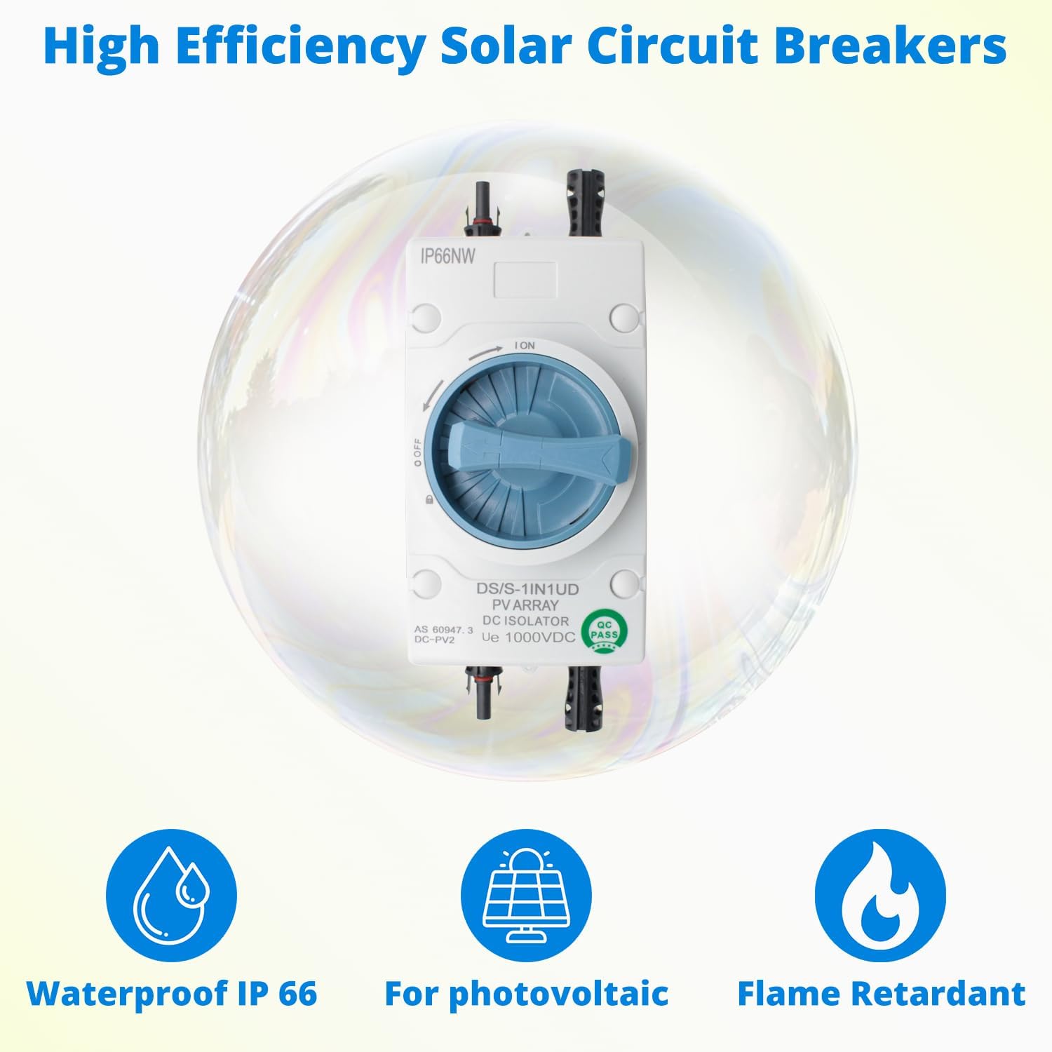 Solar DC Disconnect Switch - HXH 2-in-2-out 1000V IP66 DC Isolator Switch, Versatile for Home, RV, Boat, and Commercial Solar Systems, Suitable for On/Off Grid Applications