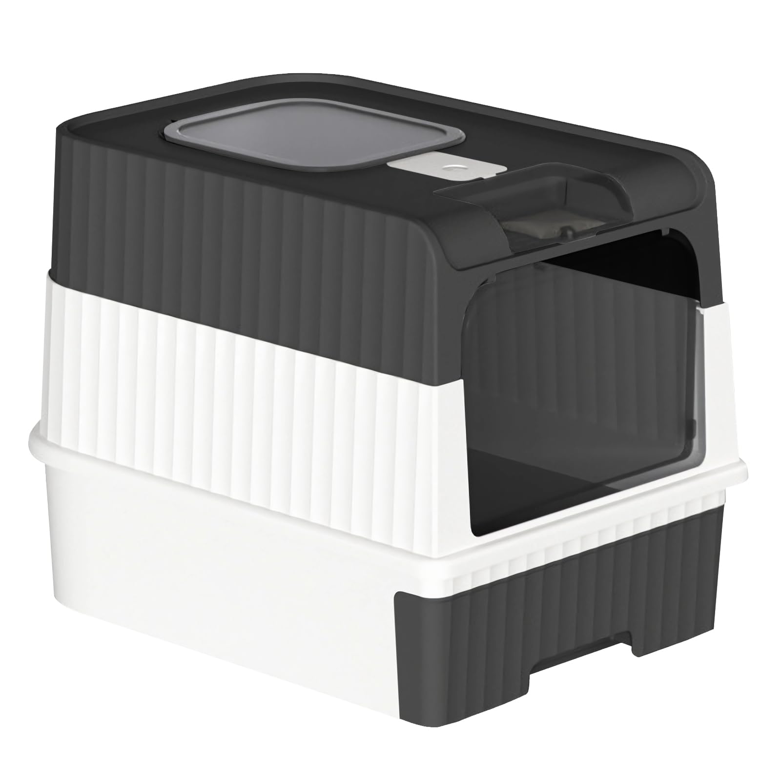 Lettiera automatica autopulente per gatti, sterilizzata, utilizzabile chiusa o aperta, con apertura frontale, deodorante, in materiale PP, con 1 sacchetto di deodorante (Nero)