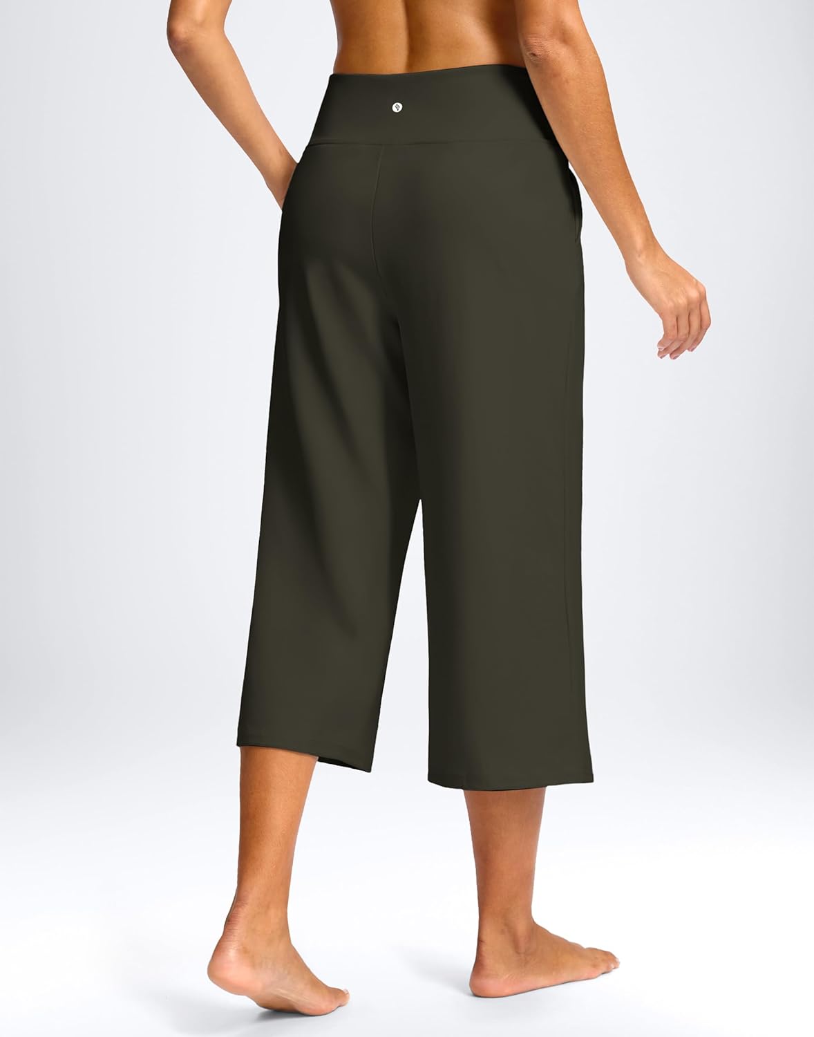 SANTINY Capri Pants for Women Wide Leg Yoga Casual Cropped Pants with Pockets Loose Tummy Control High Waist Capris - Image 4