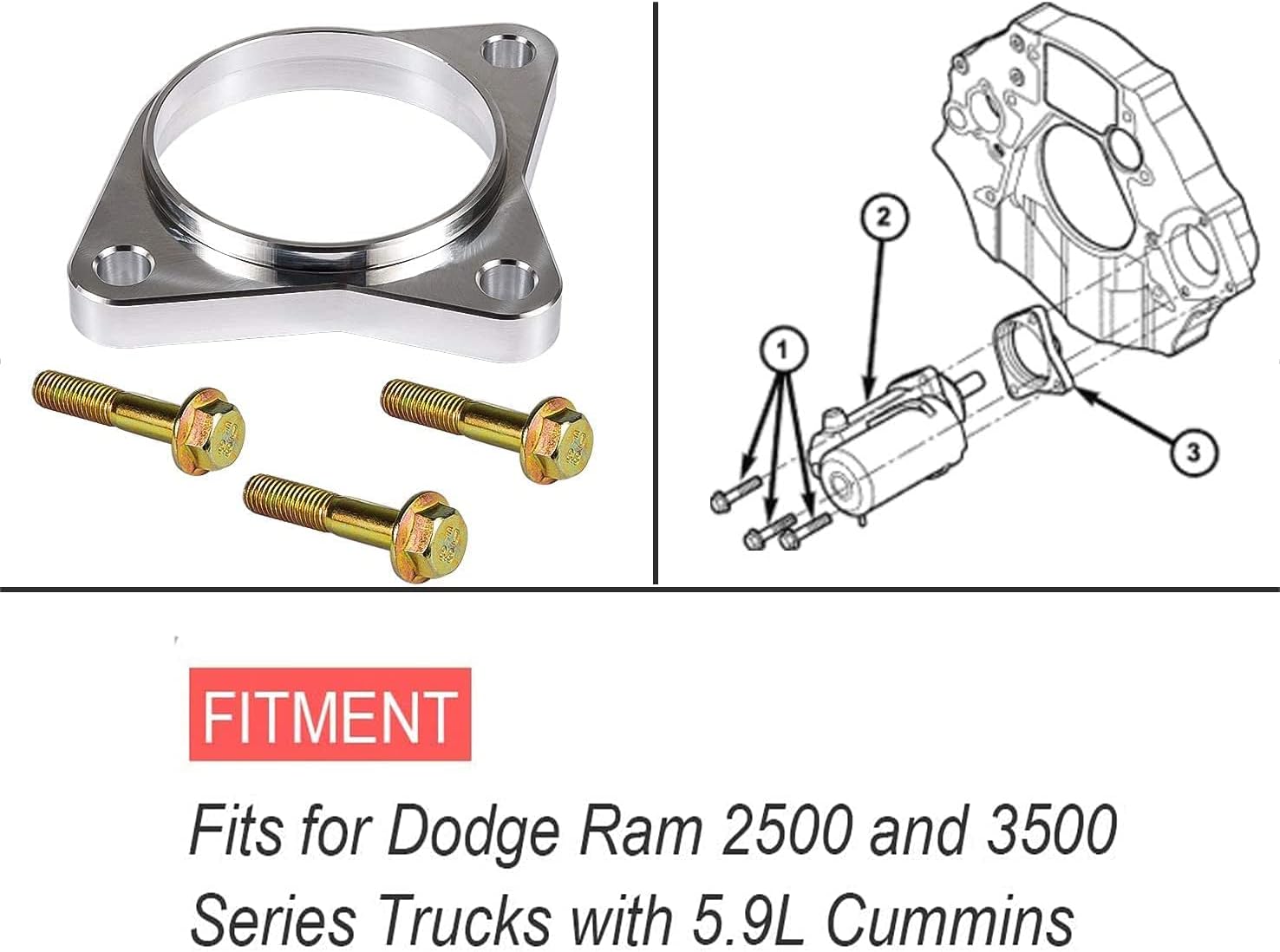 Starter Spacer Kit Bolts 5 Speed Suitable for Dodge Cummins 5.9L 1994-2002