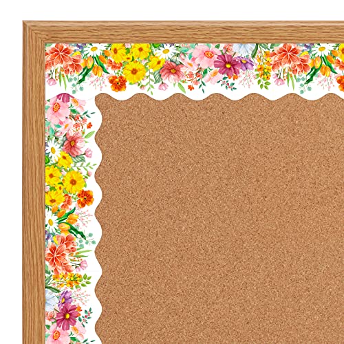 72 Feet Watercolor Flower Die-Cut Bulletin Board Borders For Spring Summer Classroom Decoration (Flower) #TOP1