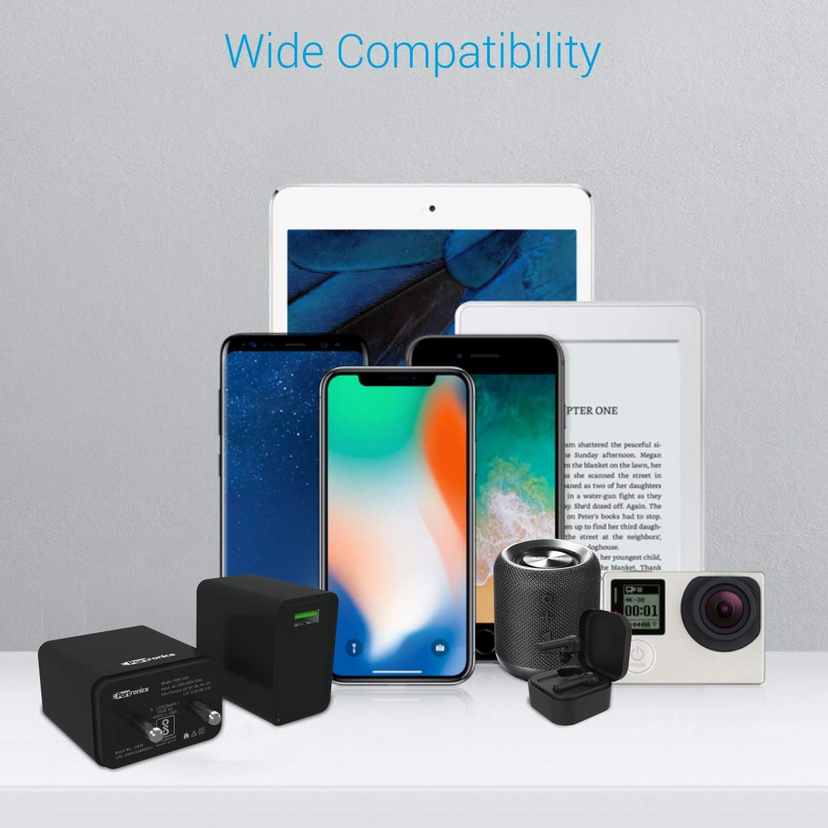 Portronics Adapto One,18W 3A Mach USB Charging Adaptor,Comes with 1M Type-C Cable Single Port Wall Charger for Iphone11/Xs/Xs Max/Xr/X/8/7/6/Plus,Ipad Pro/Air2/Mini3/Mini 4,Samsung S4/S5&More,Black 18