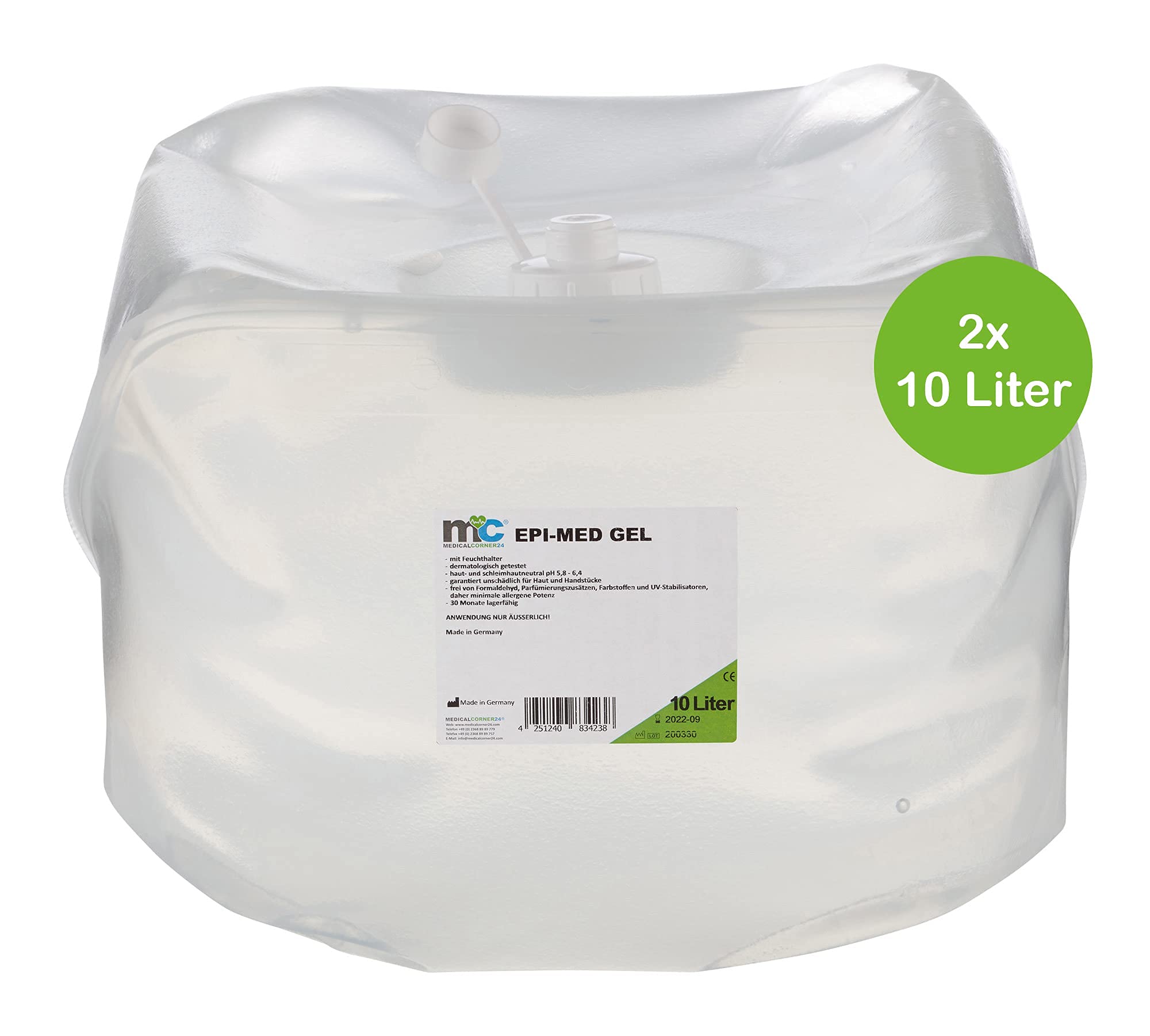 Gel epimed à lumière pulsée IPL Gel de contact pour épilation, 2 x 10 l Cubitainer