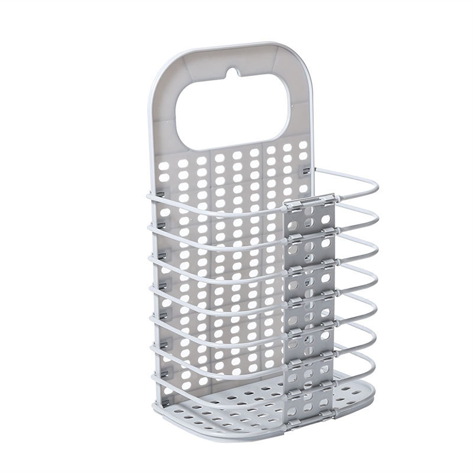 Panier à linge pliable en plastique mural Hollper blanc pour l'organisation de la salle de bain