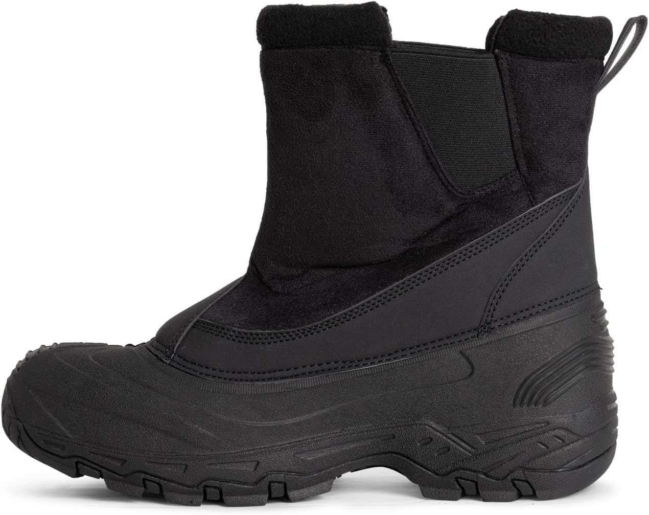 POLAR Mens Waterproof Outsole Deep Tread Fully Faux Fur Lined Winter Durable Snow Boots - Black Pull On - US13 - YC0684 - Image 3