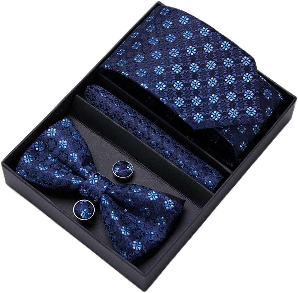 Men Bow Tie and Handkerchief Set Bowtie Slim Necktie Gift Box
