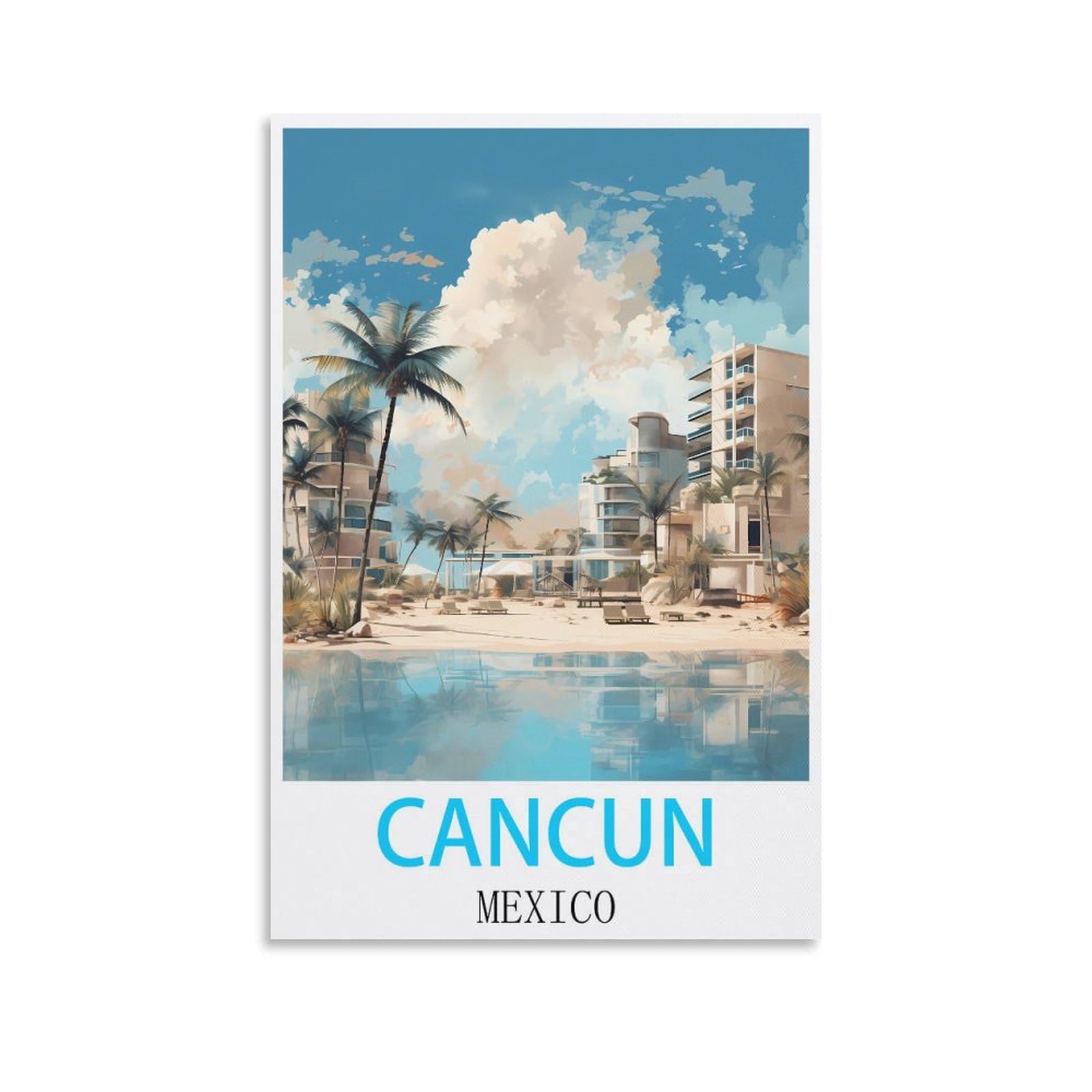 HWJJUII Cancun Mexico Vintage Travel Posters 08x12inch(20x30cm) Canvas Wall Posters And Art Picture Print Modern Family Bedroom Decor Posters