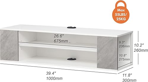 Miniatura 2 de WAMPAT Soporte flotante para TV con luces LED azules, estante montado en la pared, centro de entretenimiento, gabinete de TV flotante, consola Luces