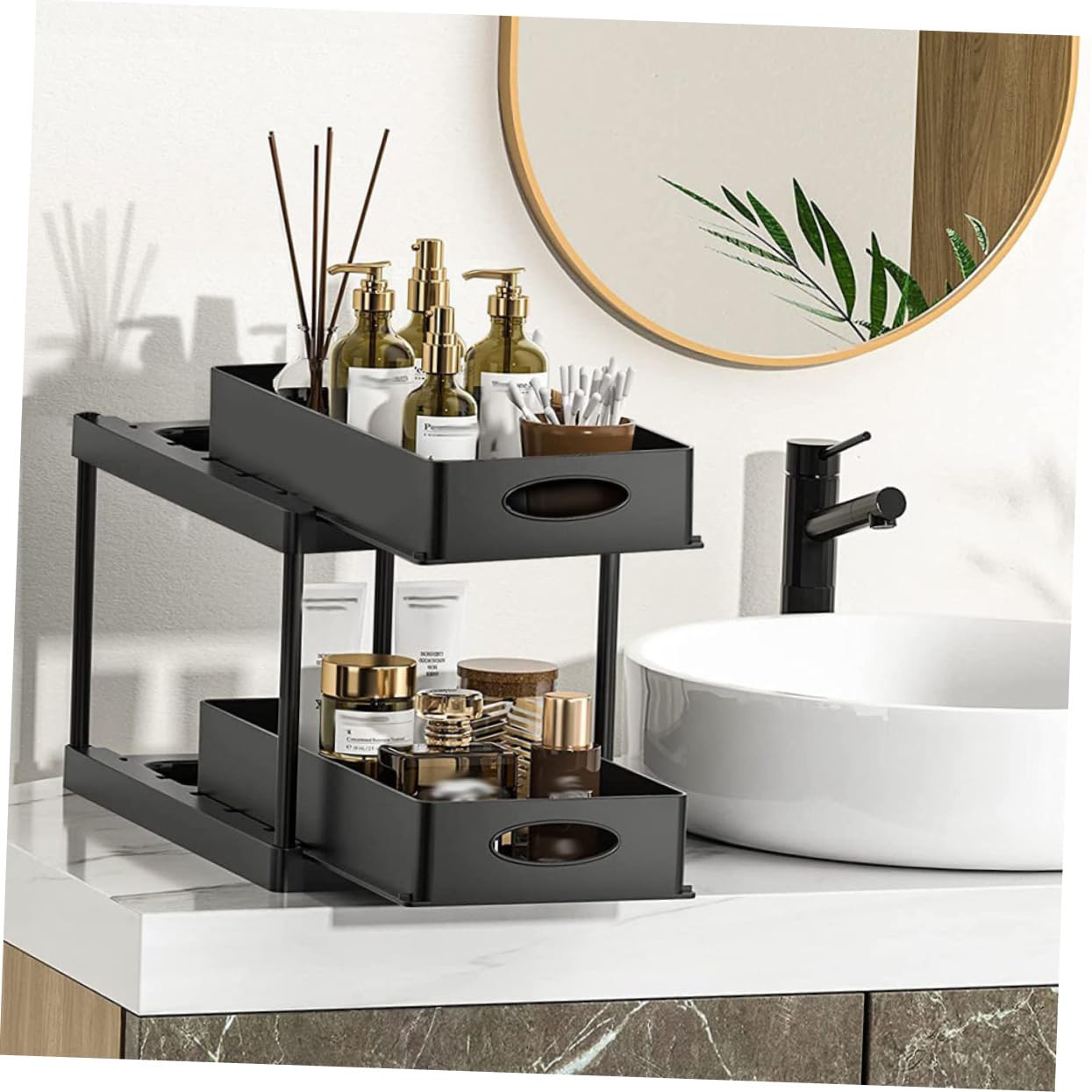 ULTECHNOVO Organizer Estraibili Per Mobiletto Sottolavello Cucina Ripiano Portaoggetti Telescopico Retrattile in Abs Supporto