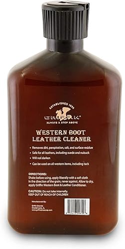 Miniatura 6 de GRIFFIN Limpiador de cuero Boot Care (8 onzas), fórmula de limpieza no tóxica para botas de vaquero, ropa de cuero, muebles, interiores de
