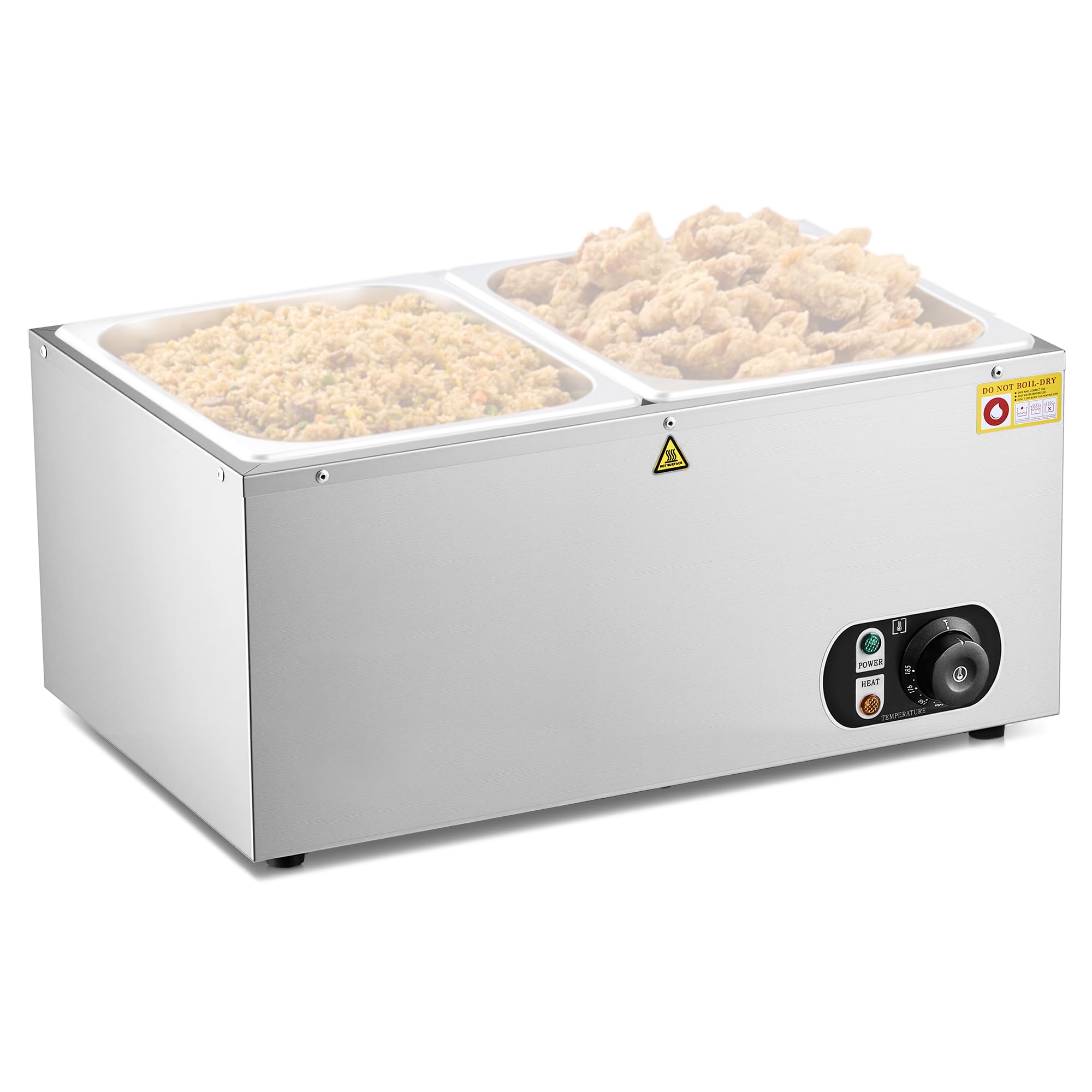 WILPREP Single-Well Commercial Food Warmer with Two 1/3 Two 1/6 Pans, Electric Warmer for Food with Adjustable Temp & Auto Shutoff, Stainless Steel Food Heating Unit for Buffet Food Truck Hotel More