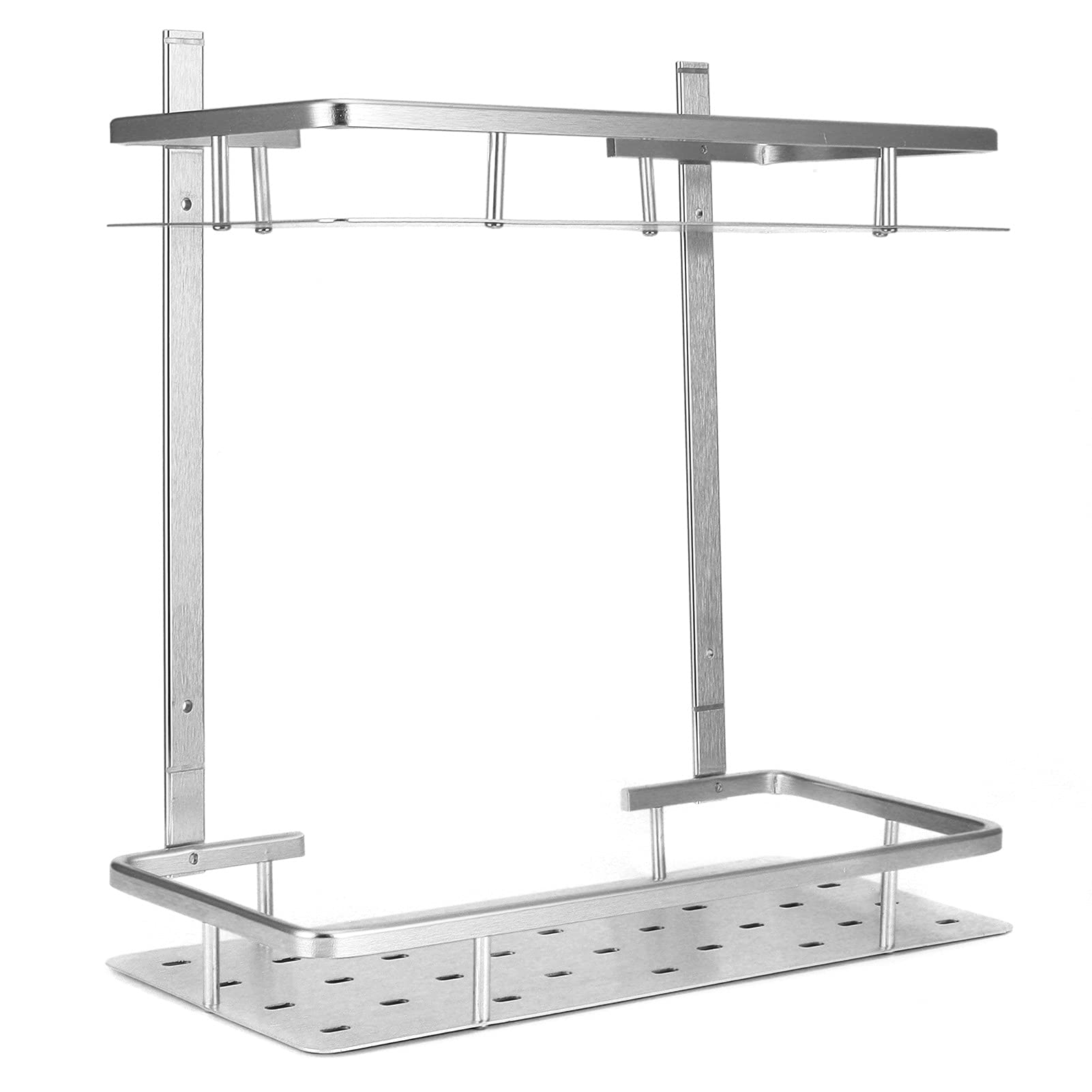 Estante de baño Estantes de baño, Estante de baño de Aluminio de 2 Niveles, estantes flotantes montados en la Pared, Estante de Ducha, Cesta de Almacenamiento de Cocina para El hogar