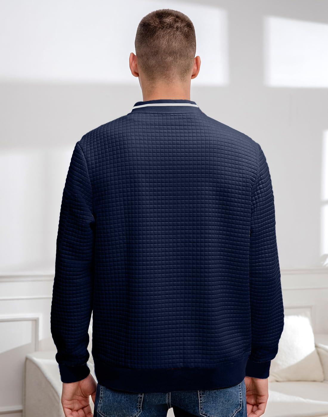 Mens Casual Jacket Lightweight Jacket Varsity Coat - Image 3