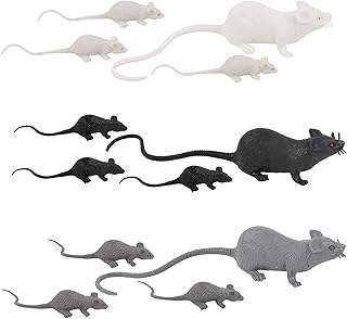 12Pcs Artificial Mouse Lifelike Mice Fake Rat Joke Toy for Halloween, Theme Party