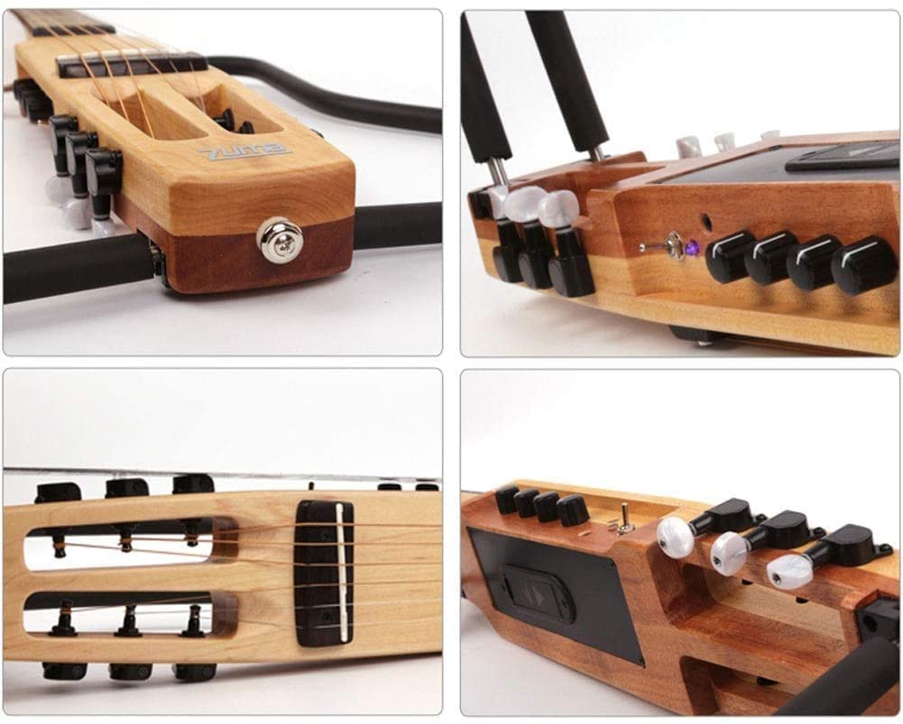 Traveler Guitar Stumm Reisegitarre Mit Deluxe Akustikgitarre Tasche (6-Saiten Set) für Anfänger Mit Gitarrensaite, Gitarrengurt, Gitarrentasche, Capo für Gitarre Left