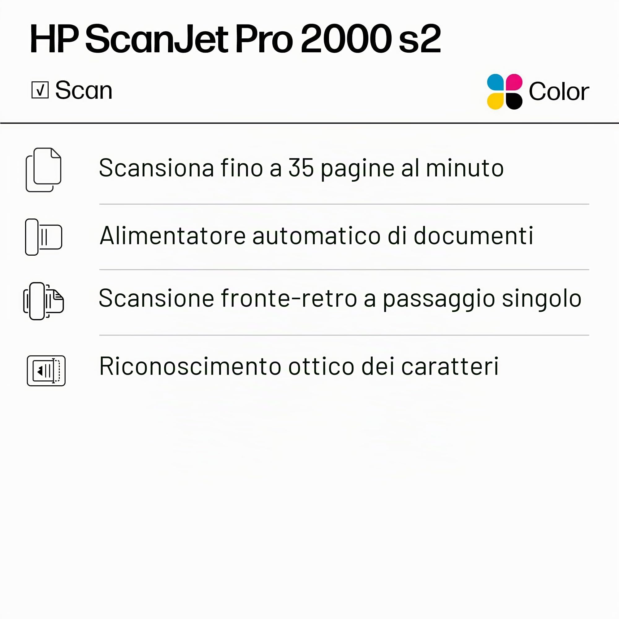 HP Scanjet Pro 2000 s2 Sheet-Feed - Scanner documenti - Dispositivo desktop - USB 3.0
