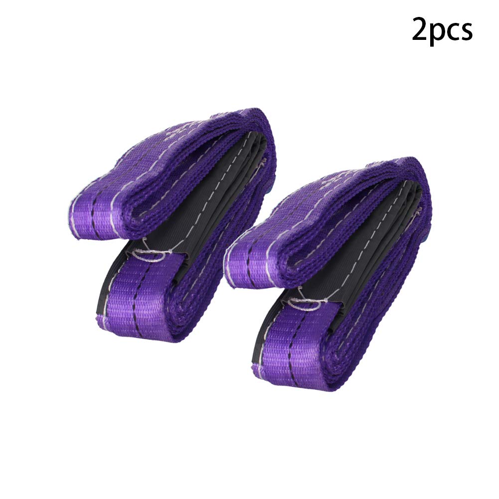 MroMax Cinghia di sollevamento 3 cm x 13,3 m cinghie di sollevamento fino a 2011 kg capacità per costruzione sartiame movimento rimorchio sollevamento attrezzi da lavoro viola 2 pezzi