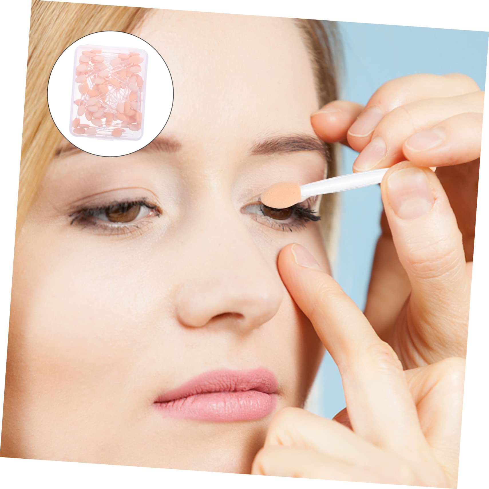 SHERCHPRY 50pcs Eyeshadow Makeup Sticks Foam Eye Shadow Applicators Mini Makeup Brushes for Eye Shadow Blend