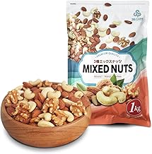 Mixed Nuts, 3 Varieties, 1 kg, Large Pack, Raw Walnuts, Roasted Almonds, Roasted Cashews, No Oil, No Salt, No Additives / 3G CARE