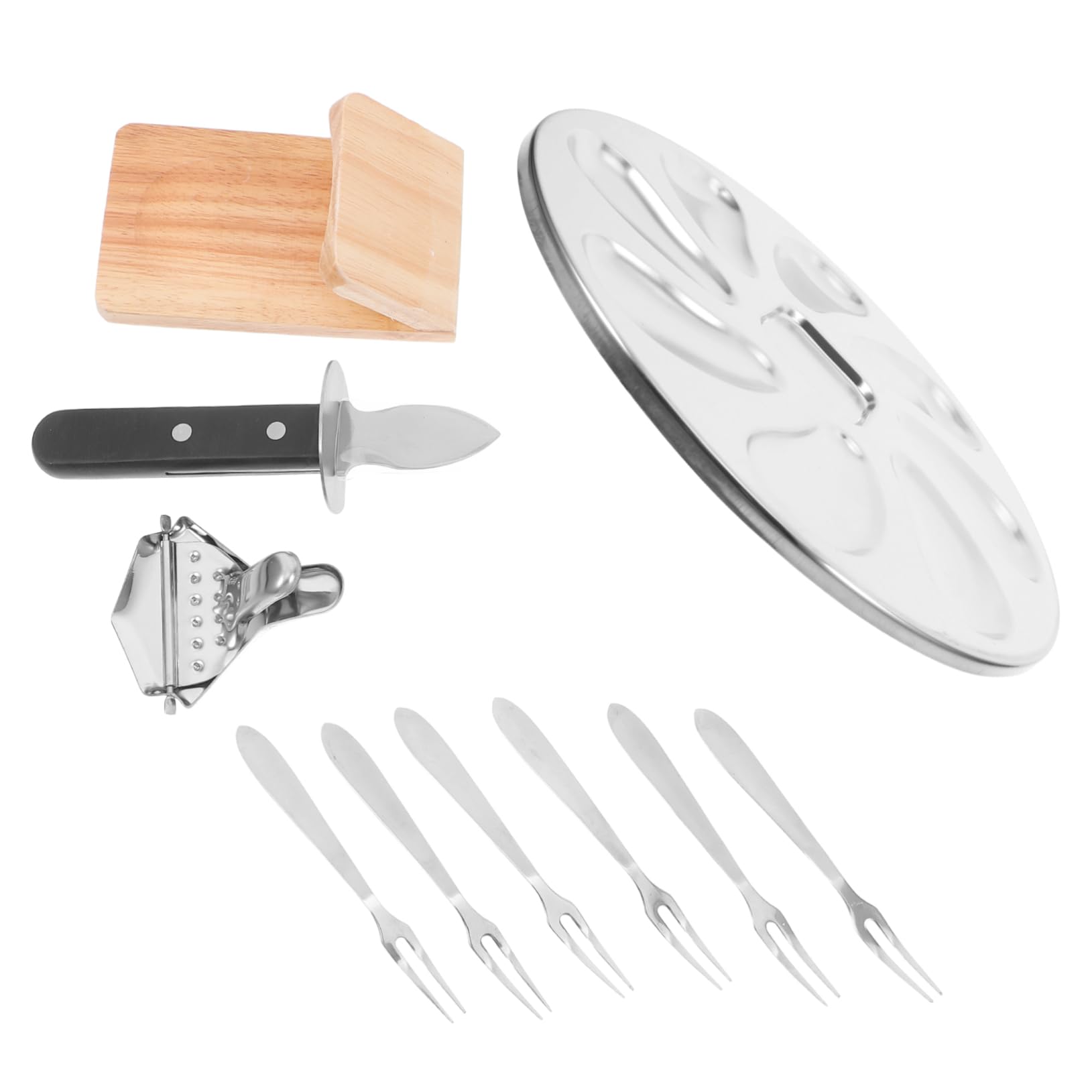 Cabilock 10piezas Herramientas para Abrir Ostras De Acero Inoxidable Incluye Pinza para Ostras Bandeja para Servir y Herramientas para Mariscos para Eventos Casa o Cena De Mariscos