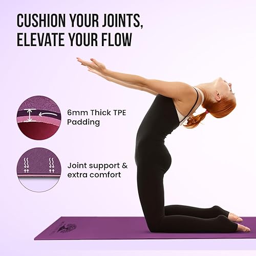 Miniatura 5 de MHW- Live Well Non-Slip Yoga Mat 6mm Extra Thick - Eco-Friendly Cork & TPE Exercise Mat with Carrying Strap & Bag - Hot Yoga Pilates Mat for Home