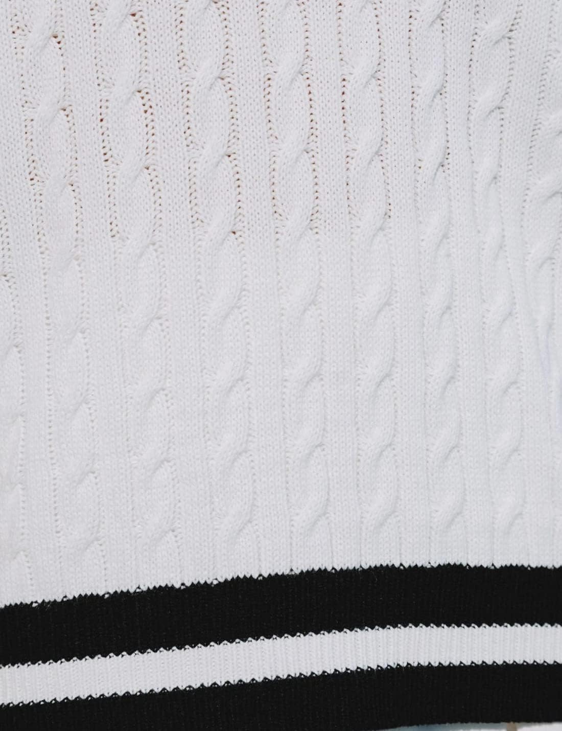 InterNos Women's Casual V Neck Long Sleeve Sweater Trendy Striped Pullover Cable Knit Preppy Sweaters - Image 5