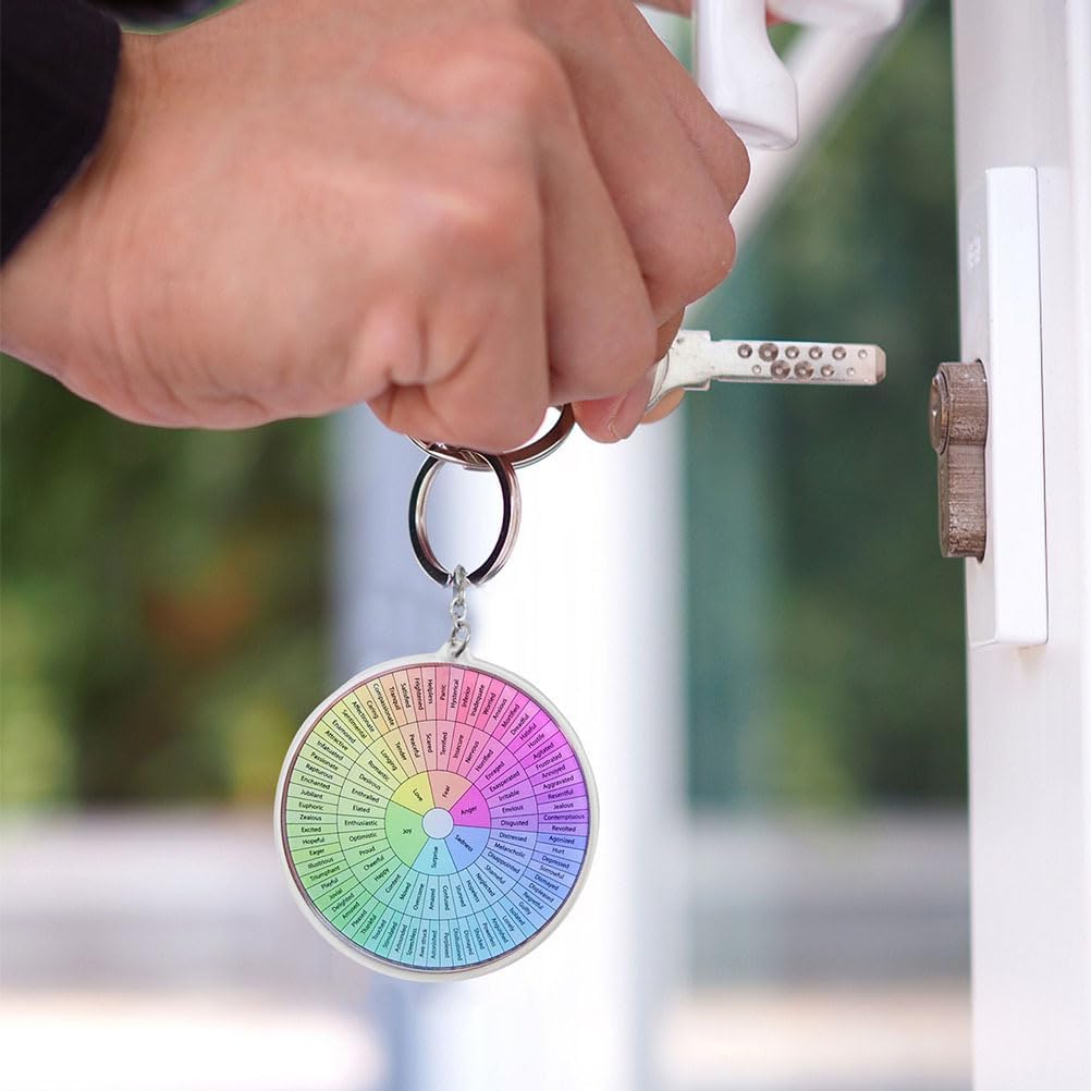 CALLARON 2Pcs Feelings Keychain for Kids Adults Acrylic Mood Wheel Keychain Feeling Wheel Purse Keyrings Pendant Double-Sided s