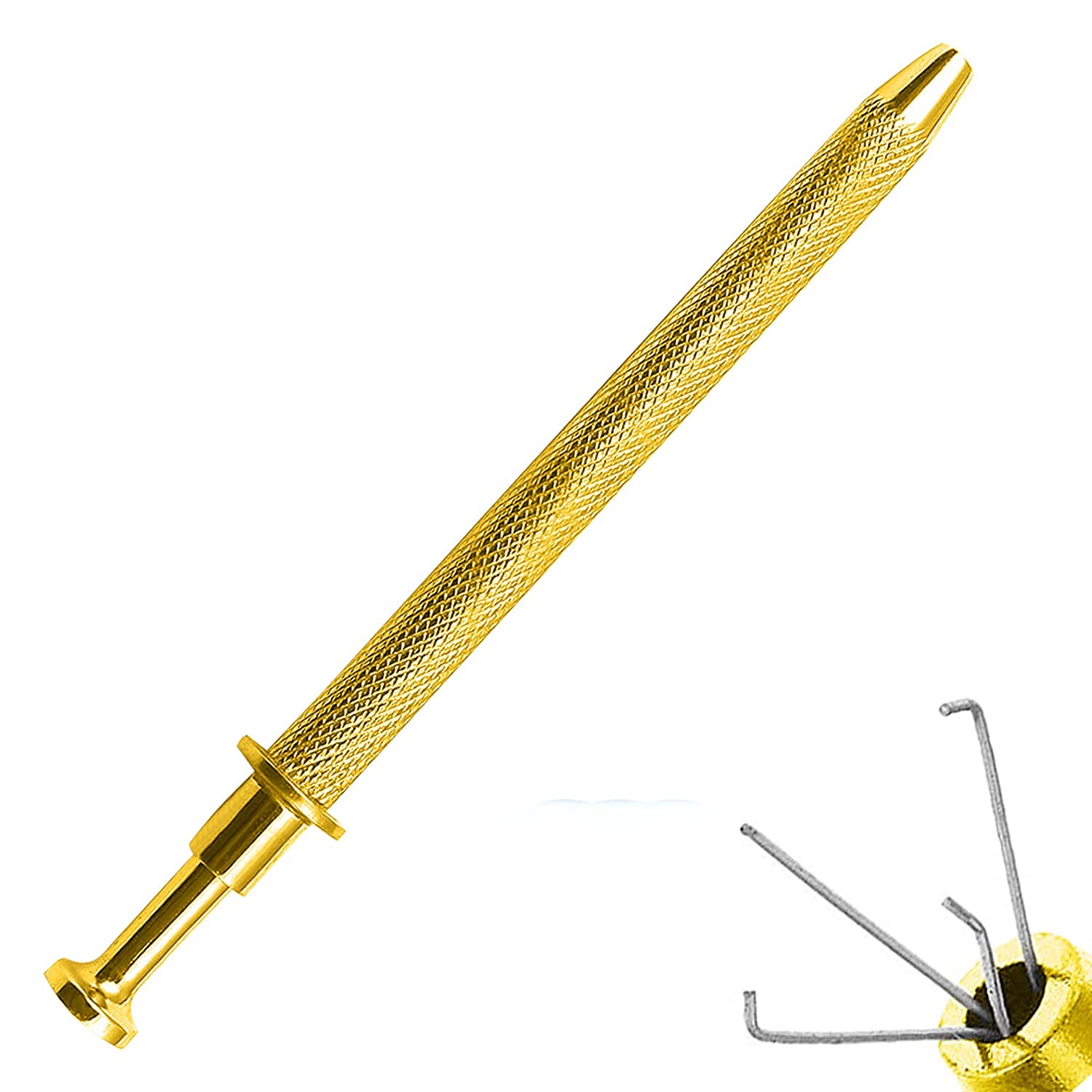 4 Pack Stainless Steel 4-Claw Pick up Tool for Small Parts Pickup, 4 Prongs Grabber for Tiny Objects in Home, Office - IC Chip, Electronic Components, Nails Clamping Gold & Black by G.S Online Store