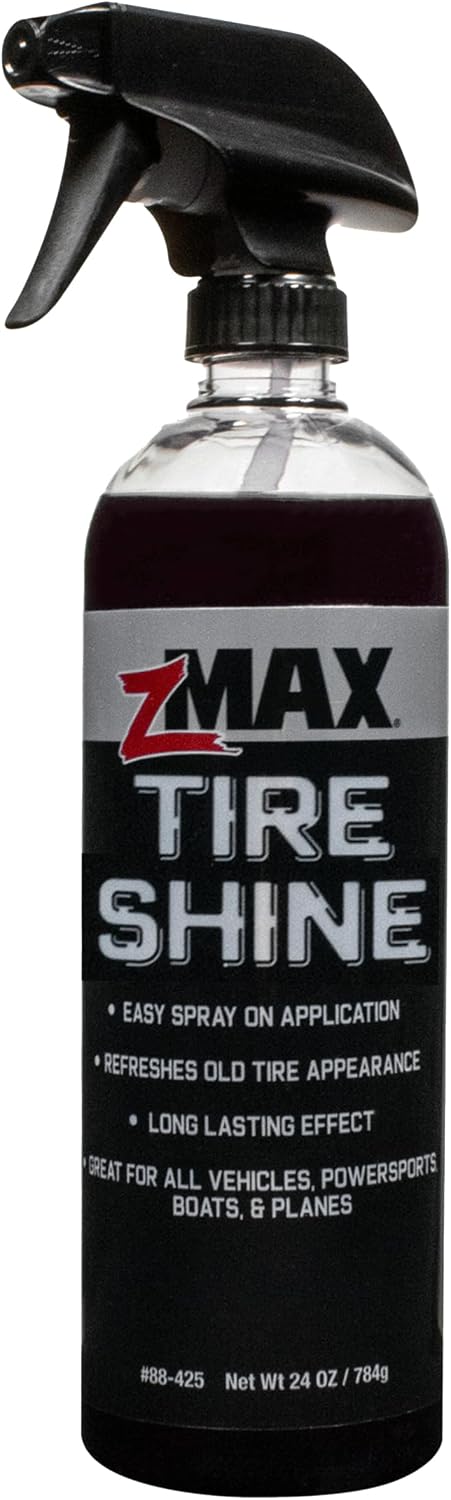 zMAX Tire Shine Spray, 24 oz - Tire and Trim Shine Safe for All Vehicles - Restores Finish and Enhances Vehicle Appearance - Quick and Easy Spray On Application with Long Lasting Effect