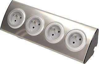 Miratic Multiprise Electrique 4 Voies avec Eclipses de Protection Montage en Saillie à 45° 3680W 16A (4 voies sans câble)