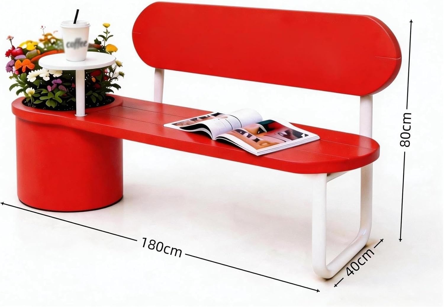 Garden Bench with Planters Outdoor Bench with Flower Box