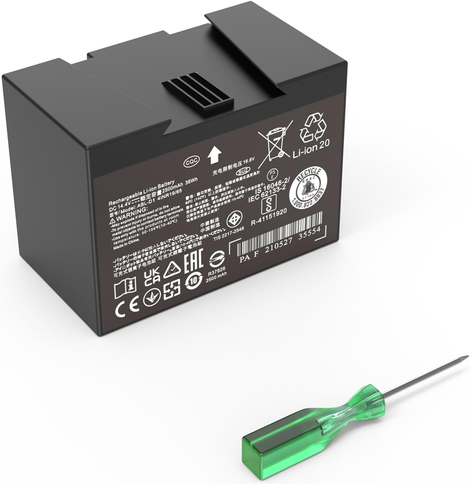 ABL-D2 バッテリー ルンバ i8 i8+ i7 i7+ i4 i4+ j7 j7+ コンボ i5 i5+ j5 j5+ j6シリーズ ロボット掃除機、iRobot ABL-D2A 4INR19/66と互換性あり ブラック ABL-D1 リチウムイオンバッテリー容量 14 .4V 36 Wh 2500mAh