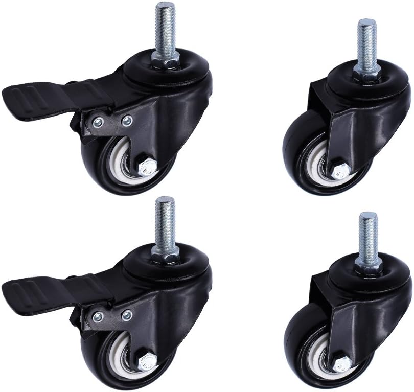 HanLingGG Swivel Casters 4 Pack 2 Inch Shopping Wheel Trolley Brake Swivel Caster for Shopping carts Hand Trolley Tools Movable Furniture
