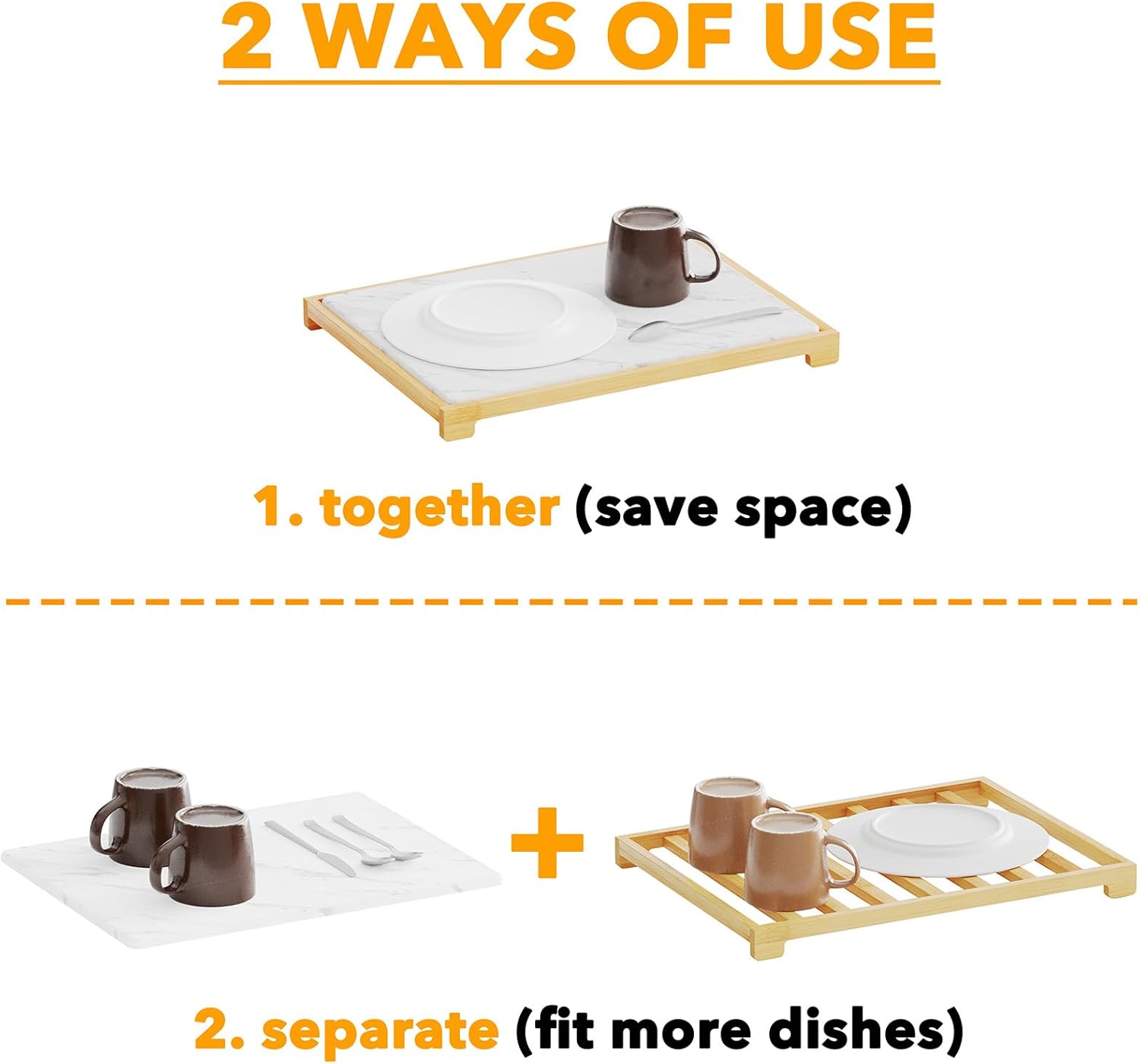 SpaceAid Instant Dry Sink Caddy Organizers and Stone Dish Drying Mat for Kitchen Counter Set