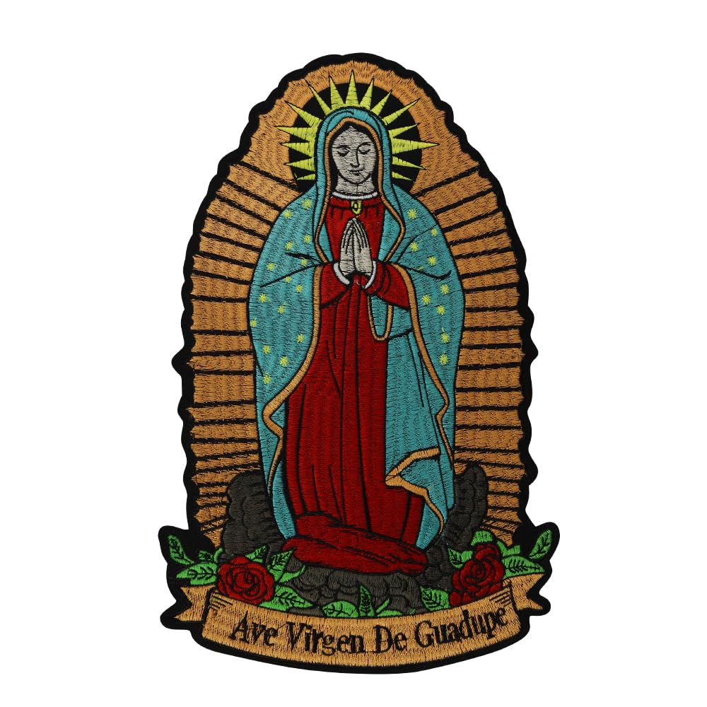 Virgin Mary Embroidered Paches, Baptism Virgin Mary My Lady of Guadalupe, Mother Mary Applique Patch for Shirts, Bags Iron on Badge
