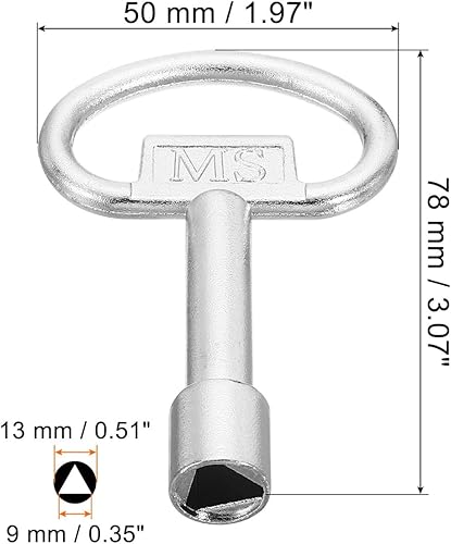 Miniatura 2 de PATIKIL Llave de enchufe triangular de 0.512 x 0.354 in, paquete de 2 llaves de medidor de agua a gas para ascensor, puerta de ascensor, cerradura