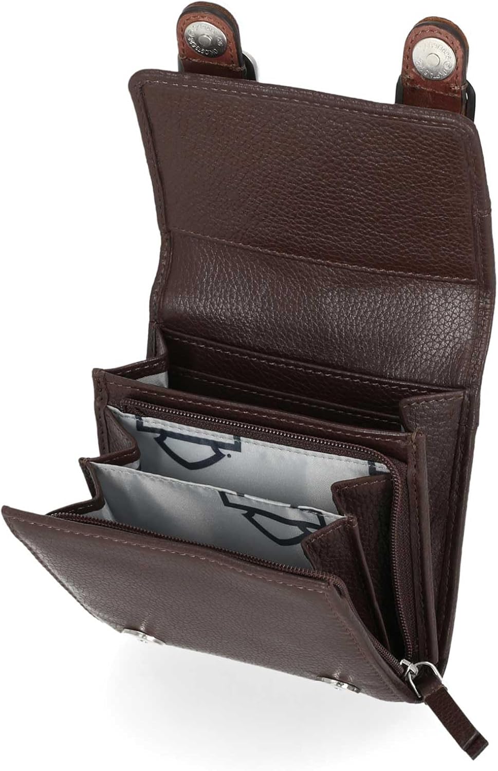 Harley-Davidson Women's Buckle Bar & Shield Logo Leather Indexer Wallet, Brown