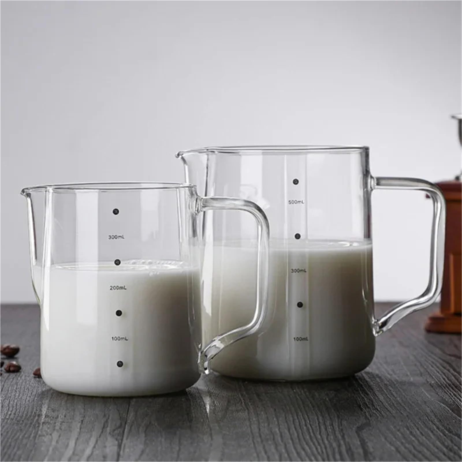 Jarra de cristal for espumar leche, café expreso Barista, Latte, espumador, jarra transparente con escala, 2 uds Para Espumar(350ml)