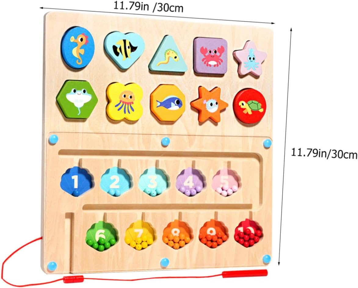 Wooden Magnetic Color and Number Maze for Early Educational Counting Game to Enhance Fine Motor Skills and Cognitive Development