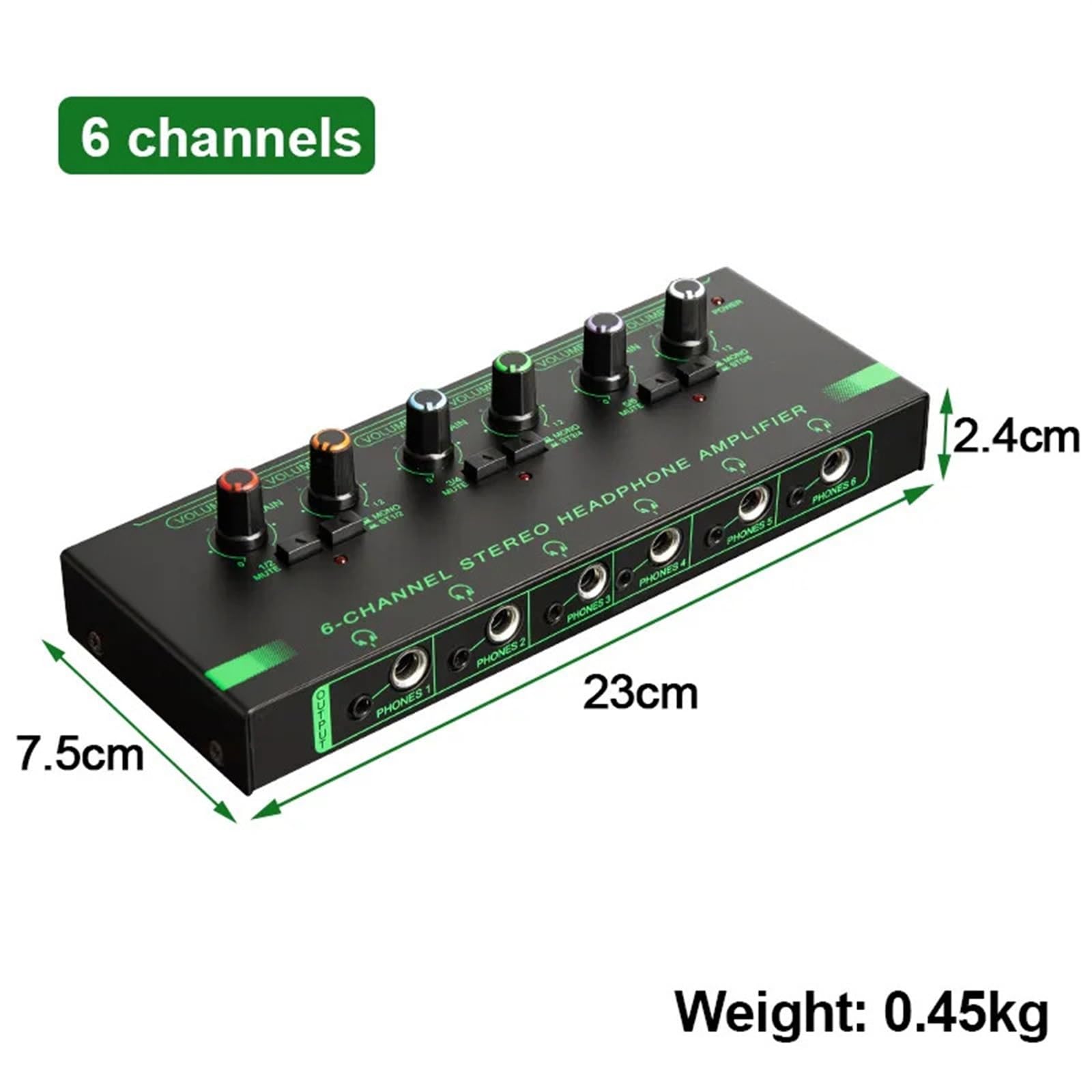 4/6 canali amplificatore for cuffie mini splitter for cuffie portatile mixer audio stereo a bassissimo rumore for monitor da studio di registrazione(6 Channels)