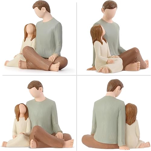 Miniatura 6 de Figuras de padre e hija, estatuas de papá e hija, figuras esculpidas pintadas a mano, regalos para el día del padre, aniversario, cumpleaños
