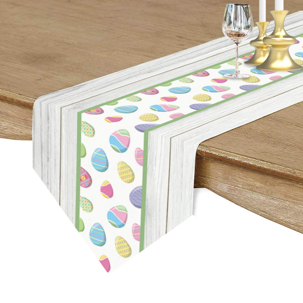 Szczęśliwy Wielkanocny Drewno Zbożowe Biegacze, Domowe dekoracje Easter Nowoczesne obrusy Party Decor Stół Biegacz Wystrój stołu(46x183cm)