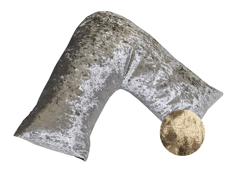 Lancashire Beddineg Champagne V Shape Pillow With A Colour Crushed Velvet Cover