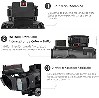 Vista 5 de UUQ Prism 4x32 Red/Green/Blue Triple Illuminated Rapid Range Reticle Rifle Scope W/Top Fiber Optic Sight and Weaver Slots