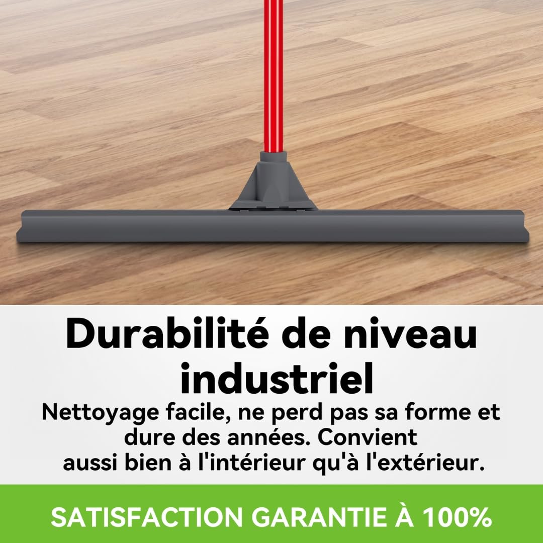 Tyroler Balai Raclette Sol Extérieur Terrasse | Tête de 60 cm 100% Silicone | 4 Parties de 140 cm de Long | Idéal pour Toutes Les Surfaces | Raclette Douche Sol | Raclettes Professionnelle