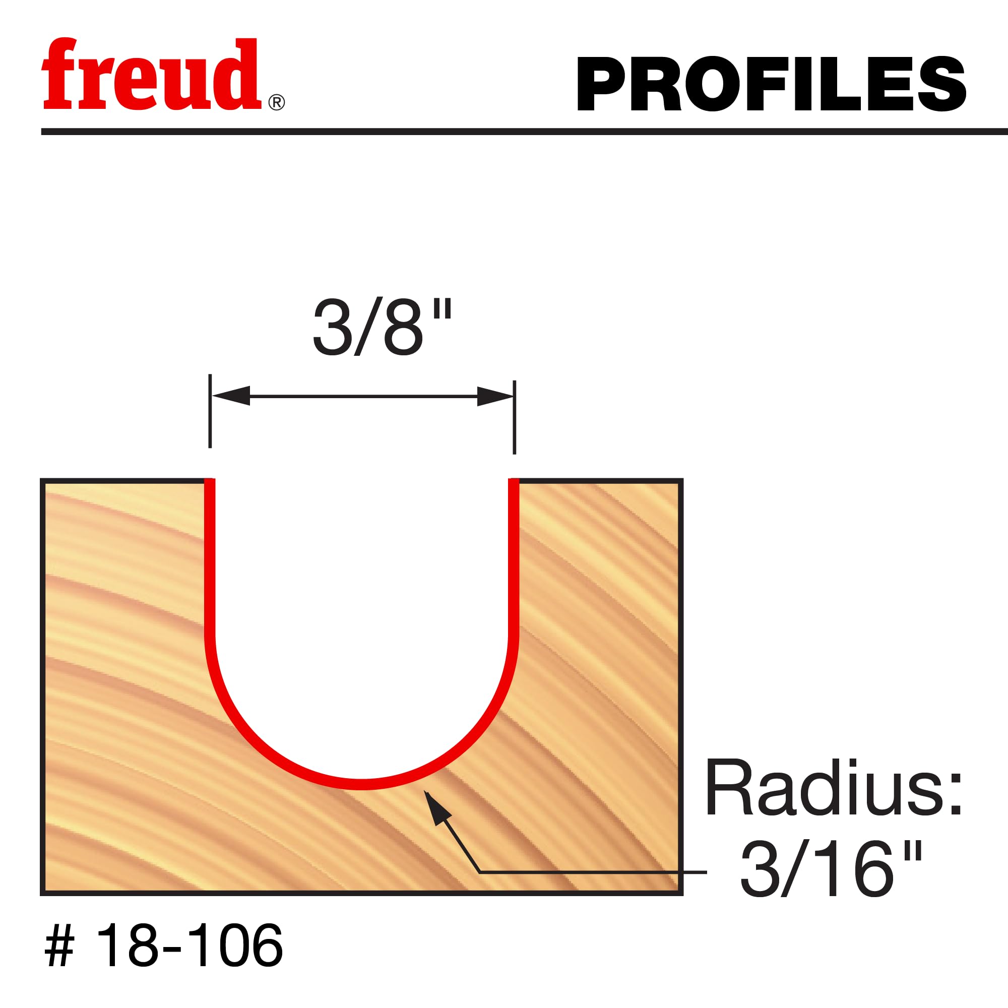 Freud Round Nose Router Bit - 3/16" Radius -3 Freud Round Nose Router Bit - 3/16" Radius -3