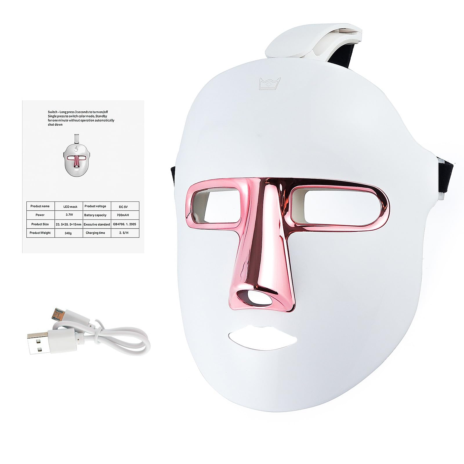 Máscara facial LED, 7 colores, máscara de terapia de luz facial con máscara de cuello, Yofuly, terapia de rejuvenecimiento de la piel, cuidado de la piel facial, colorido LED
